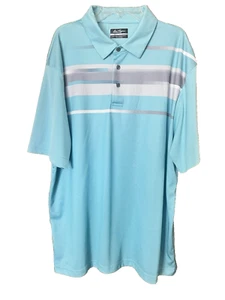 BEN HOGAN Polo Shirt Men’s Size Large Turquoise Gray White Striped Performance - Picture 1 of 22
