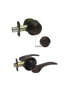 Eingang Doppelriegel Kombi Öl eingerieben Bronze Türgriff Hebel Knauf Schloss - Bild 1 von 5