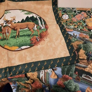 Fabric Lot 8 Deer Quilt Panels 3 yards fishing fabric 3 yards outdoor fabric VIP - Picture 1 of 5