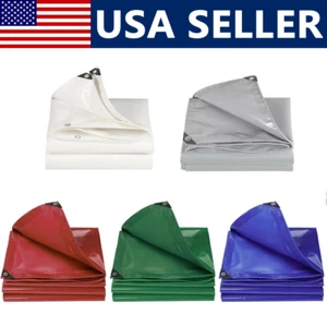 20mil Heavy Duty Tarp Cover PVC Boat Waterproof Canopy Tarpaulin Boat Cover Tent - Picture 1 of 22