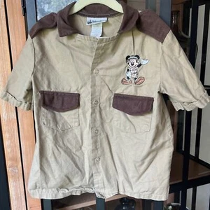 Vintage Disney Parks Safari shirt toddler boys Mickey Mouse embroidered khaki - Picture 1 of 5