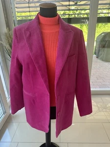 H&M PREMIUM OVERSIZE BLAZER M NEON ROSA CORD - Bild 1 von 10