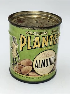 Antik 1944 VERSIEGELT mit Schlüssel & Deckel Mandeln Blechdose 4 Oz Mr Peanut Suffolk TV ABENDESSEN - Bild 1 von 7