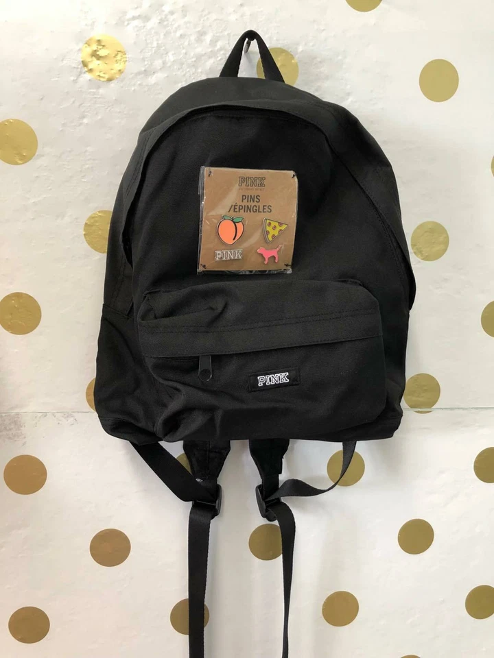 Victoria Secret Pink Mini Backpack With Pins - Black 2020 Book Bag