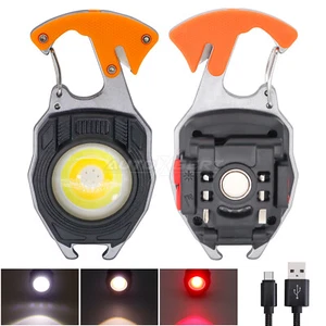 2X Mini LED Flashlight Work Light Cigarette Lighter Rechargeable Keychain Light - Picture 1 of 9