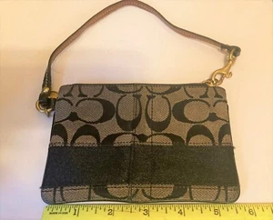 Coach Canvas Kalbsleder grau & schwarz Signatur C Druck Geldbörse 6" x 4" - Bild 1 von 4