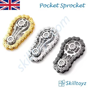 Pocket Sprocket 2 Gear Bike Chain Fidget Spinner Flywheel Adult EDC Gadget - UK - Picture 1 of 15