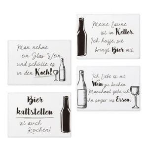Gilde Magnet "Bier/Wein" Rechteckig Metall Schwarz Weiß Lustig 7x5 cm - Bild 1 von 1