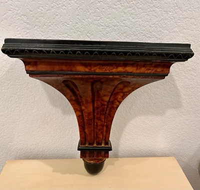 Aplique de pared con ménsula de mármol de madera de resina de colección de los años 90, marrón y negro Foto 1 de 4