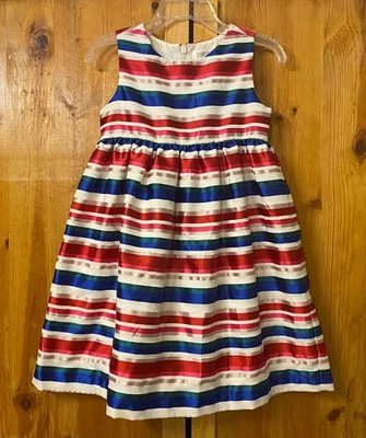 NUEVO SIN ETIQUETAS VESTIDO A RAYAS ROJO, VERDE, AZUL Y ROSA DE GYMBOREE BEBÉ TALLA 3T Foto 1 de 3