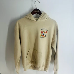 Riot Society Woody's Fight Club Hooded Graphic Pullover Sweatshirt Beige Size M - Picture 1 of 7