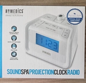 HoMedics Sound Spa Projection Digital Clock Radio Dual Alarm White Noise Machine - Picture 1 of 3