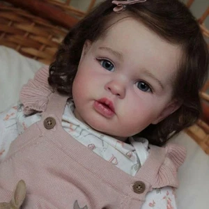 Bambola neonato 22 pollici rifinita adorabile bambina capelli corti panno corpo regali - Foto 1 di 2