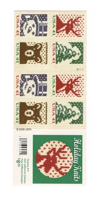 US Scott # 4210b bklt of 20 41 cent Holiday Knits unfolded MNH - Image 1 of 2