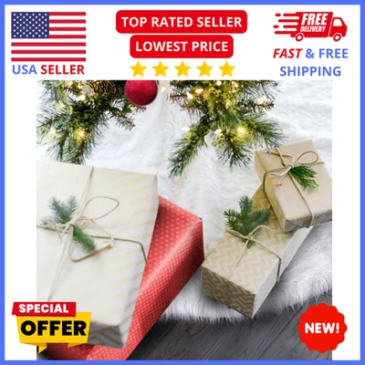 White Faux Fur Christmas Tree Skirt 36" – Luxury Round Snow Holiday Xmas Decor - Image 1 of 4