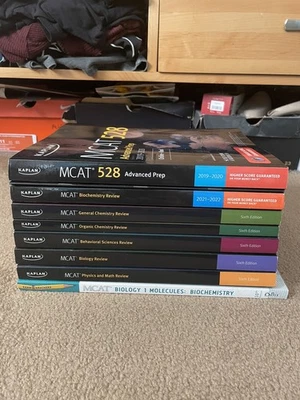 MCAT Kaplan 6th Edition (2020-21) Exam Book Lot + ExamKrackers Biochemistry Book - Image 1 of 4