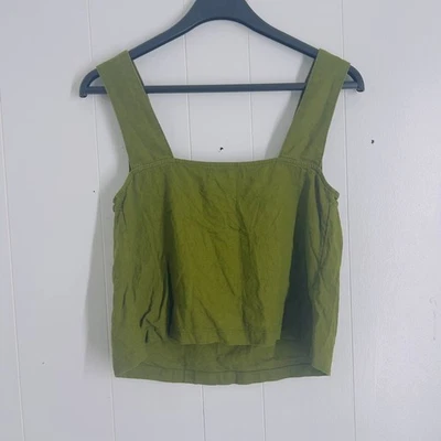 M&S Collection Women's Olive Green Square Neck Wide Strap Crop Top Size UK 6 - Image 1 of 4