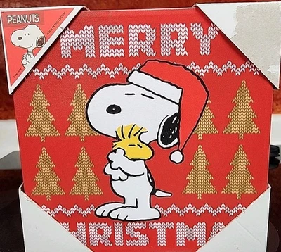 Peanuts Snoopy & Woodstock Merry Christmas Canvas Wall Art Print - Image 1 of 4
