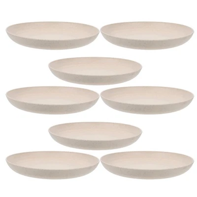  8-teiliges Esstellerset: Unzerbrechliche Müsliteller aus Weizenstroh, - Bild 1 von 4