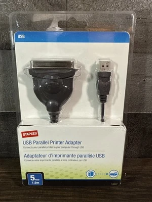 Staples / USB Parallel Printer Adapter / 5 ft/pi 1.5m / New & Sealed - Image 1 of 2