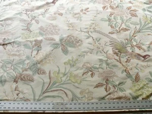 SCALAMANDRE OISEAU des EXOTIQUE 100% SETA STAMPA ORDITO UCCELLINO BEIGE CREMA 1,1Y - Foto 1 di 7