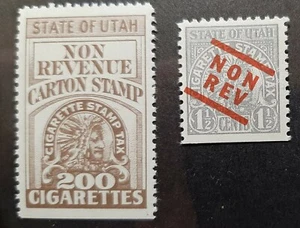 Utah Cigarette Tax 1½ Cent and Carton. State Tax Stamp. MNH/OG. For WWII use. - Picture 1 of 2