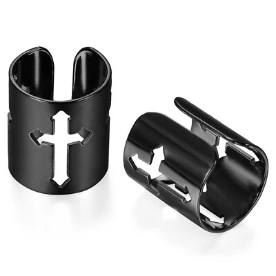 Pendientes brazalete oreja cruzada de acero inoxidable 2 piezas clip no perforantes hombres mujeres Foto 1 de 4