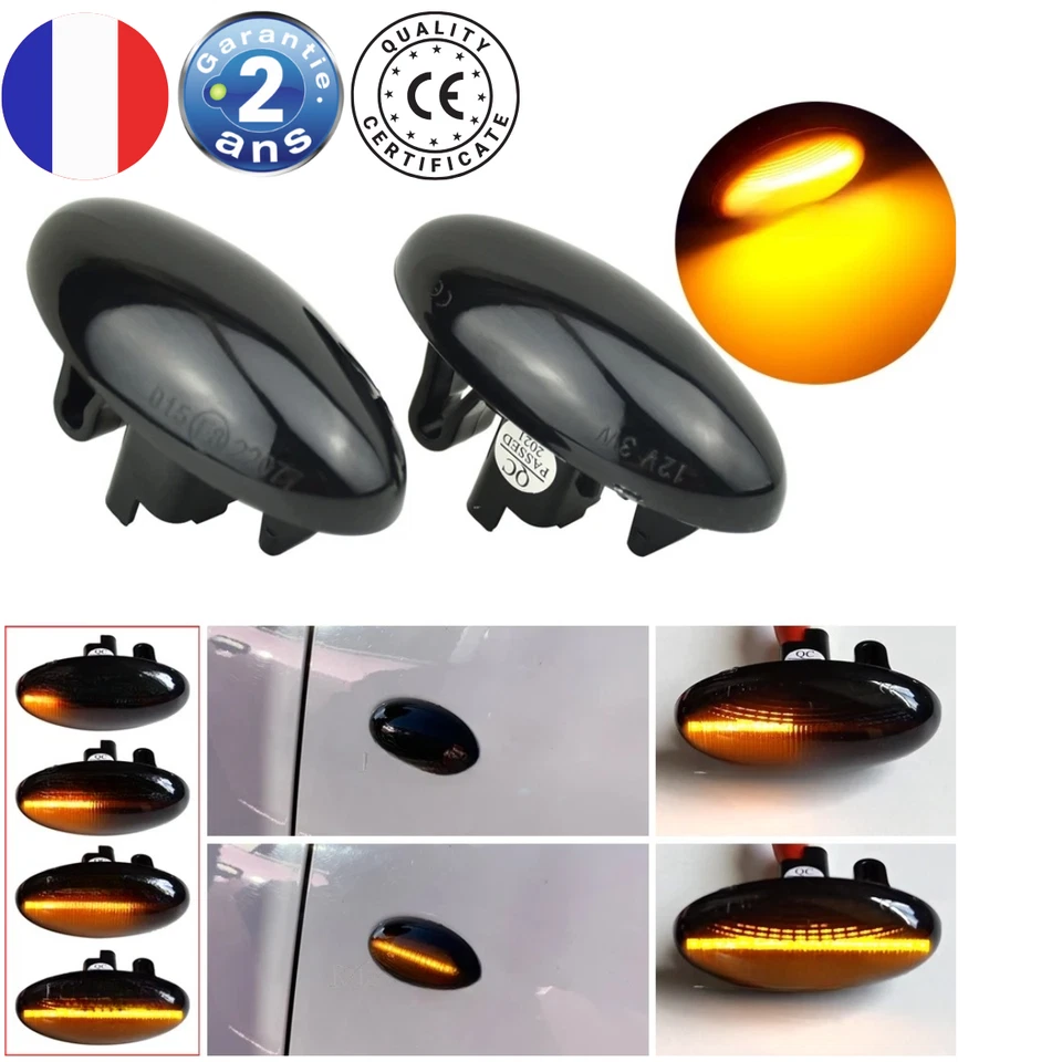 Pair Of LED Side Indicators For Peugeot 307 206 407 107 Citroën C1 C2 C3 - Image 1 of 4