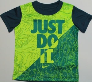 Nike Dri-Fit Athletic Cut Tee "Just Do It" Size 2T to 4T New Midnight Turquoise - Picture 1 of 6