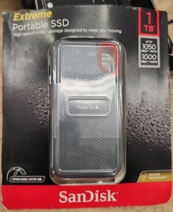SanDisk Extreme 1TB, USB-C Portable External SSD - Black New - Afbeelding 1 van 3