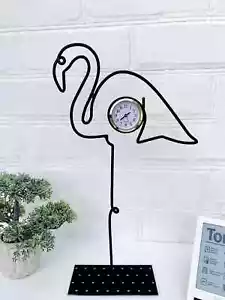 Metal Flamingo Clock Sculpture Minimalist Wire Art Modern Table Decorative Clock - Picture 1 of 9