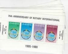 Zimbabwe 1980 75th Anniversary Of Rotary International Mini Sheet x 9 J9020