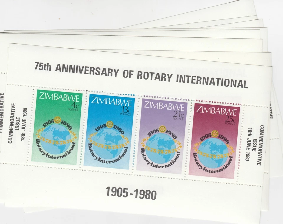 Zimbabwe 1980 75th Anniversary Of Rotary International Mini Sheet x 9 J9020 - Image 1 of 1