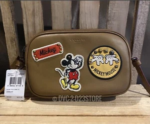 Disney X Coach Mickey Mouse Patches Brown Leather Crossbody Purse F59532 NEW - Picture 1 of 4