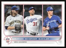2022 Topps #204 Corbin Burnes/Max Scherzer/ Walker Buehler Milwaukee Brewers/Los