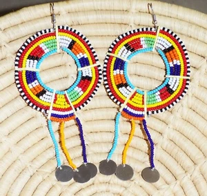 African Maasai Collar & Spangle Earrings tribal ethnic boho Masai Massai jemm1 - Picture 1 of 3