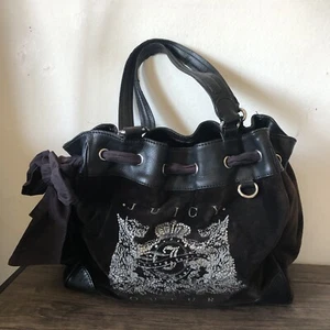Vintage Juicy Couture Purse Tote Bag Velour Y2K Scottie Daydreamer Rhinestone - Picture 1 of 23