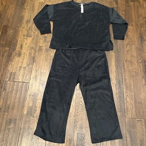 Set Pigiama Victoria's Secret Velour Manica Lunga Nero, Taglia L Nuovo Con Etichette! - Foto 1 di 11