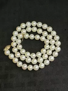 14kt 7.5mm White Pearl Strand Estate Find 585 - Picture 1 of 2
