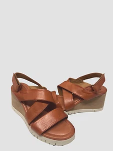 MIZ MOOZ WOMEN'S SIDE CLOSURE WEDGE SANDALS COPPER 37EU / 7US # A-75 - Picture 1 of 3