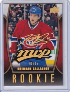2013-14 UD Series 1 Gold MVP Rookie Auto 68 Brendan Gallagher 05/25