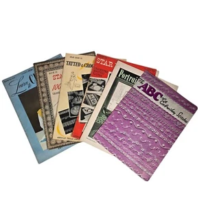 Lotto libri vintage all'uncinetto epoca anni 40 seconda guerra mondiale bordo maglia tattata ricamo - Foto 1 di 24