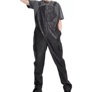 Herren Lammfell Leder Strampler Latzhosen - weich und stilvoll einteilig - Bild 1 von 5