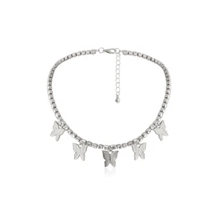 Strass Schmetterling Halskette Choker Bling Tennis Kette Rock Hip Hop - Bild 1 von 3