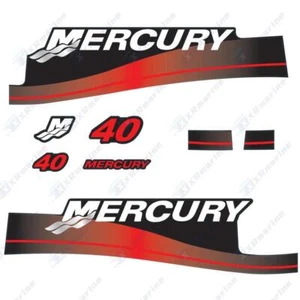 Outboard Mercury 40PS Zweitakten Außenbordmotor Abziehset Reproduktion Decal set - Picture 1 of 1