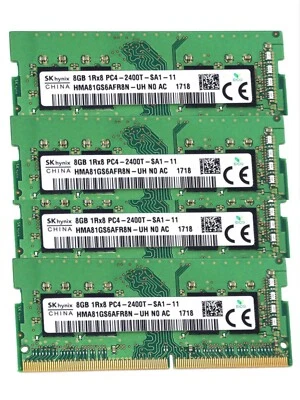 Hynix 32GB 4X8GB DDR4 PC4-19200 DDR4-2400MHz SODIMM Memory Ram HMA81GS6AFR8N - Image 1 of 4