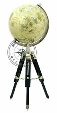 Vintage World Map Globe With Black Wooden Tripod Stand Nautical Table Decor
