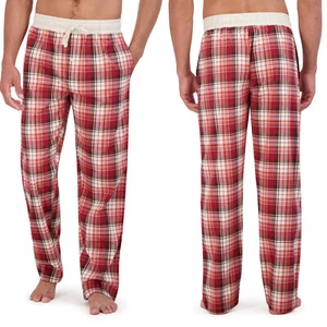 Small - Hanes Mens Plaid Stretch Woven Sleep Pajama Pants - Red - Picture 1 of 5