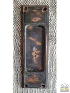 Vintage Pocket Door Pull Plate with Keyhole, Copper Plated Steel, 3.75"H x 1.5"W - Picture 1 of 6
