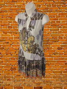WOMENS MANGO SIZE UK L LARGE MULTICOLOURED THIN PAISLEY SLEEVELESS SUMMER DRESS - Picture 1 of 5